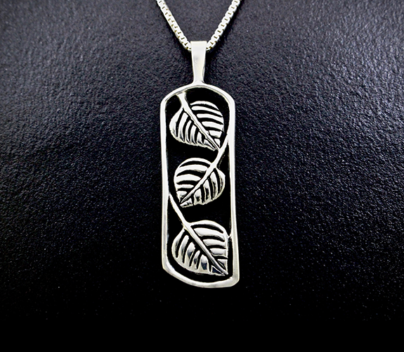 "Aspen Leaf Triptych Cutaway" Necklace - Jeff Mckenzie | PNW Fine Handmade Jewelry